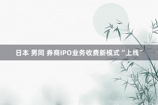日本 男同 券商IPO业务收费新模式“上线”